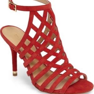 Michael Kors Trinity Sandal In Bright Red Suede